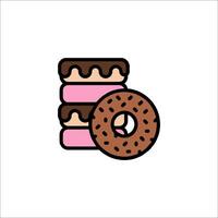 A donut and a stack of donuts on a white background vector