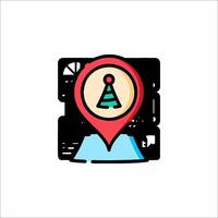 A map pin with a christmas tree on it vector