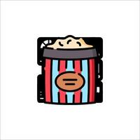 A colorful popcorn bucket icon on a white background vector