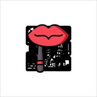 A red lipstick and a brush on a white background vector