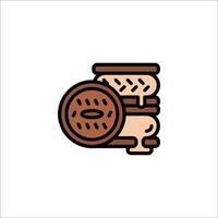 A stack of donuts with a frosting on top vector
