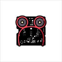 A red and black robot with two eyes vector