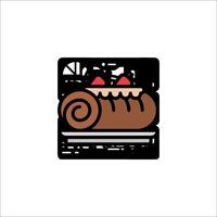 A pastry icon with a slice of cake on top vector