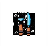 Knife and fork icon in a square shape vector