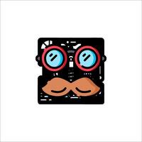 A cartoon character with glasses and a mustache vector