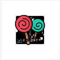 Two lollipops on sticks with a city in the background vector