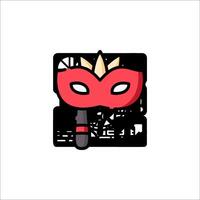 A red mask with a sword on it vector