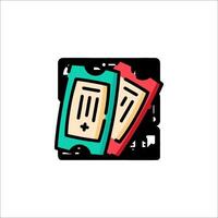 Two tickets are shown in a square box vector