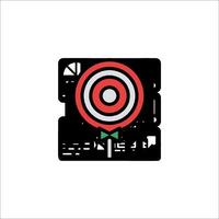 A red and green arrow with a target on it vector