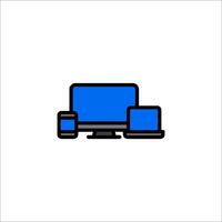 A computer, tablet and phone icon on a white background vector