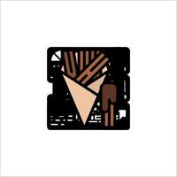 A brown and white ice cream cone with a fork and spoon vector