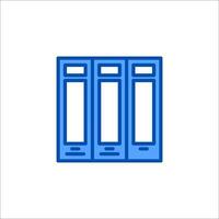 A blue icon of three file cabinets vector