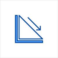 A blue triangle with an arrow pointing down vector