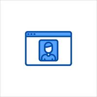 A blue icon of a person on a computer screen vector
