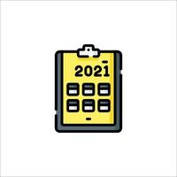 A yellow clipboard with the word 2021 on it vector