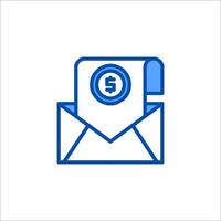 A blue envelope with a dollar sign on it vector