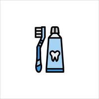 Toothbrush and toothpaste icon on white background vector