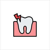 Tooth with lightning icon on white background vector