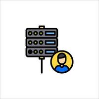 Server icon with a man and a server vector