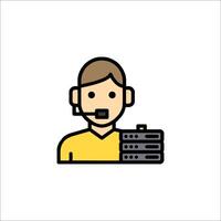 A man with a headset and a computer vector