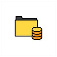 A folder with a stack of coins on top vector