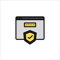 A computer screen with a shield and a check mark vector