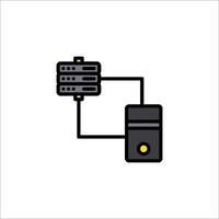 A computer with a yellow and black icon vector