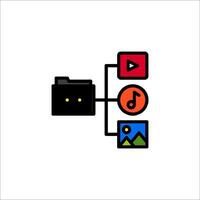 A folder with music and other items vector
