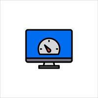 A computer monitor with a speedometer icon vector