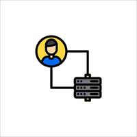 A man is connected to a server icon vector