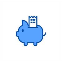 A piggy bank with a checkbook icon vector