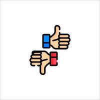 Two thumbs up icon with a red and blue hand vector