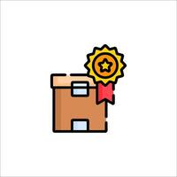 A box with a star and a ribbon icon vector