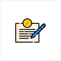 A pen and paper with a coin icon vector