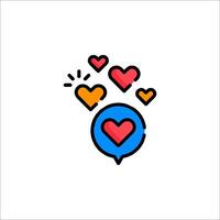 A colorful icon with hearts and a speech bubble vector