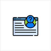 A person is looking at a computer screen with a question mark vector