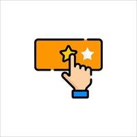 A hand pressing a star button on a white background vector