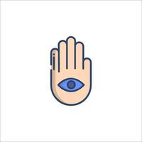 A hand with an eye icon on it vector