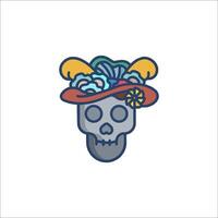 A skull with a hat on it vector