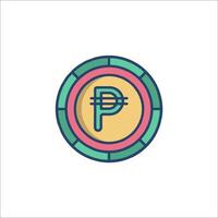 A colorful coin icon with a dollar sign vector