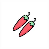 Two red peppers on a white background vector