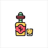 Mexican cactus and bottle icon vector