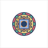 A colorful circular logo with a circle in the center vector