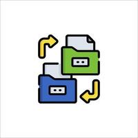A folder icon with a green arrow pointing to it vector