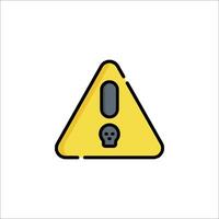 A yellow caution sign with a skull and crossbones vector