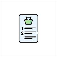 A shopping list icon with a green bag vector