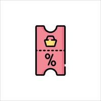 A pink ticket with a percentage sign on it vector