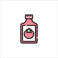 A bottle of tomato sauce with a tomato on it vector