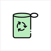 A green trash can with a recycling symbol on it vector