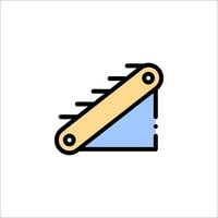 A blue and yellow line icon of a saw vector